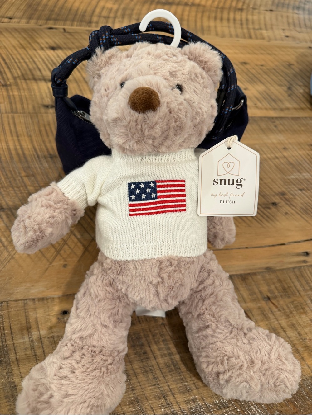 Snug Plush Teddy Bear with American Flag Sweater